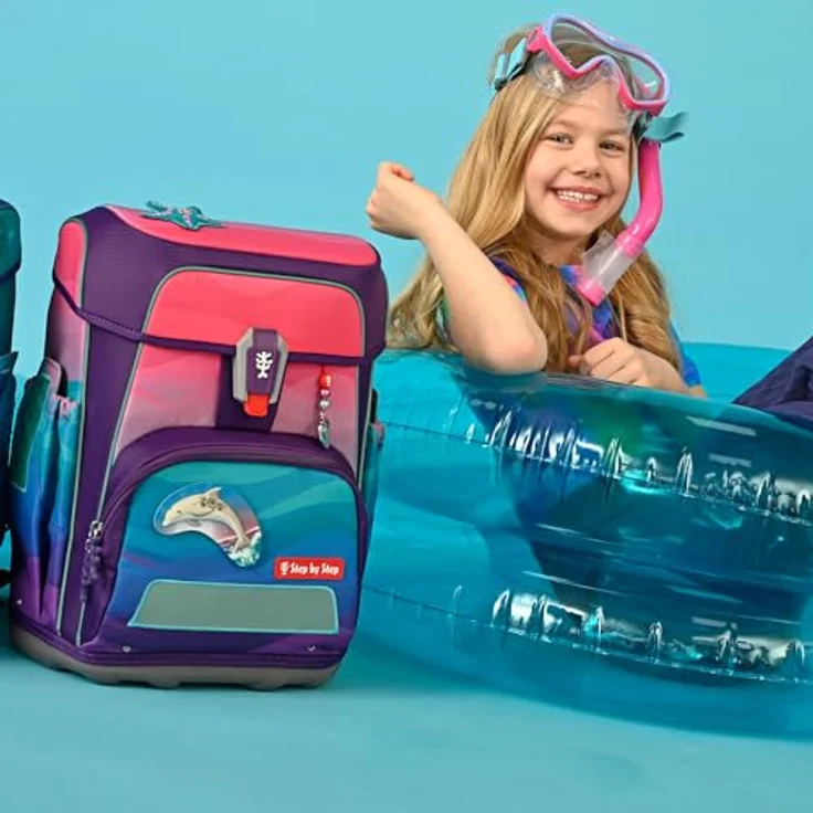 Step by Step CLOUD OCEAN Schulranzen-Set Dolphin Lana 5-tlg., ergonomisches Design, reflektierende Applikationen, blau – Bild 3