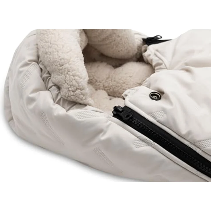 Jollein Fußsack Embossed Sand, für Babyschale und Kinderwagen, Fleecefutter, Bionic-Finish, 3-Punkt- und 5-Punkt-Gurt – Bild 5
