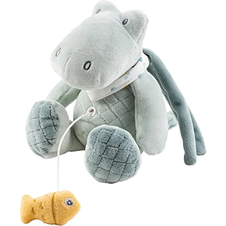 Nattou Mini-Spieluhr aus Polyester, Krokodil Romeo, Wiegelied «La-Le-Lu», Ca. 23 cm, Romeo, Jules und Sally, Hellblau – Bild 2