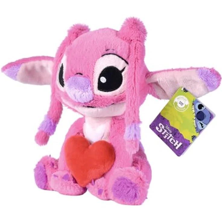 Simba Toys Disney Stitch Angel-Plüschtier in Herzform, 25 cm, rosa, 140 g – Bild 2