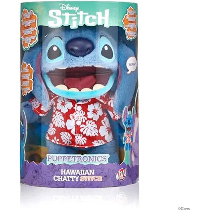 Merkloos Disney Plüsch Hawaiian Chatty Stitch Deluxe, interaktives 32 cm Stofftier mit authentischen Phrasen und Geräuschen – Bild 7