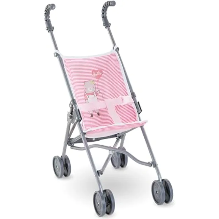 Corolle - Kinderwagen mit Gehstock, Rosa, Zubehör, für Puppen 36, 42 und 52 cm, ab 3 Jahren, 9000141640