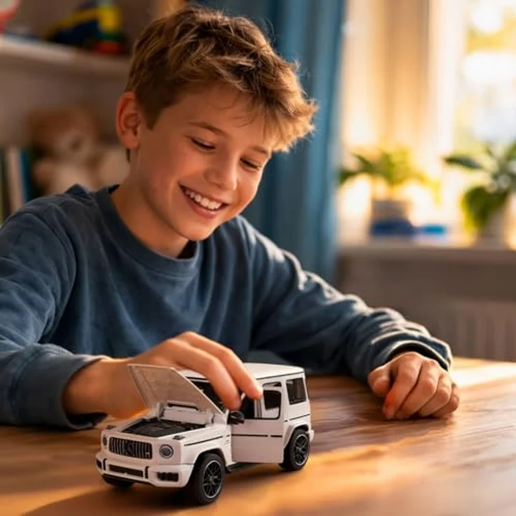 JAMARA Mercedes-AMG G 63 Diecast 1:24, Modellauto aus Metall in Weiß mit beweglichen Teilen und detailgetreuem Innenraum – Bild 2