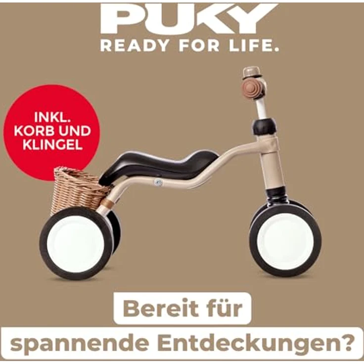 Puky WUTSCH Bundle | Sicheres Laufrad für Kleinkinder ab 1,5 Jahren | Rutschfahrzeug mit Korb | Pendelachse verhindert EIN Kippen | Mit Sicherheitslenkergriffen | Leise Float-Laufräder | Dusty Sand – Bild 2