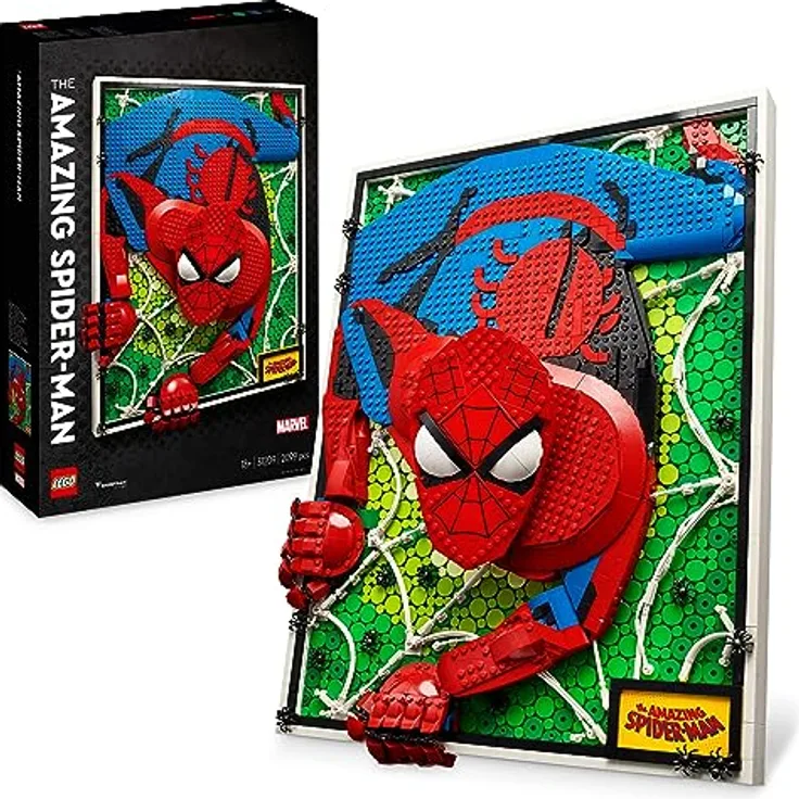 LEGO 31209 Art The Amazing Spider-Man Poster, 3D Wandbild-Set, baubares Leinwandbild, Superhelden-Deko, kreative Aktivität, Comic-Geschenk für Jugendliche und Erwachsene