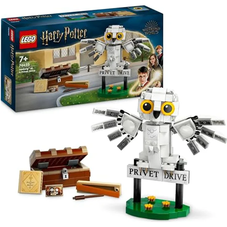 LEGO Harry Potter Hedwig im Ligusterweg 4 Set, baubare Tier-Figur mit Hogwarts-Koffer, Spielzeug-Eule für Kinder ab 7 Jahren 76425