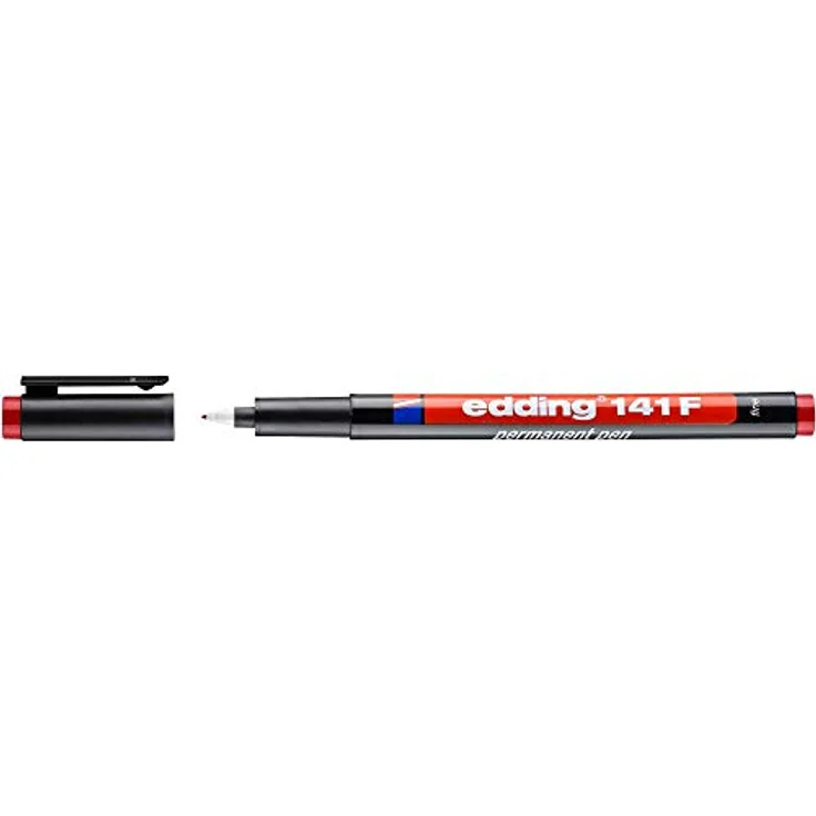 edding 141 F Permanenter Folienschreiber - rot - 1 Stift - Rundspitze 0,6 mm - Stift zum Schreiben auf Glas, Kunststoff, Folien und glatten Oberflächen - schnelltrocknend, wisch- und wasserfest – Bild 2