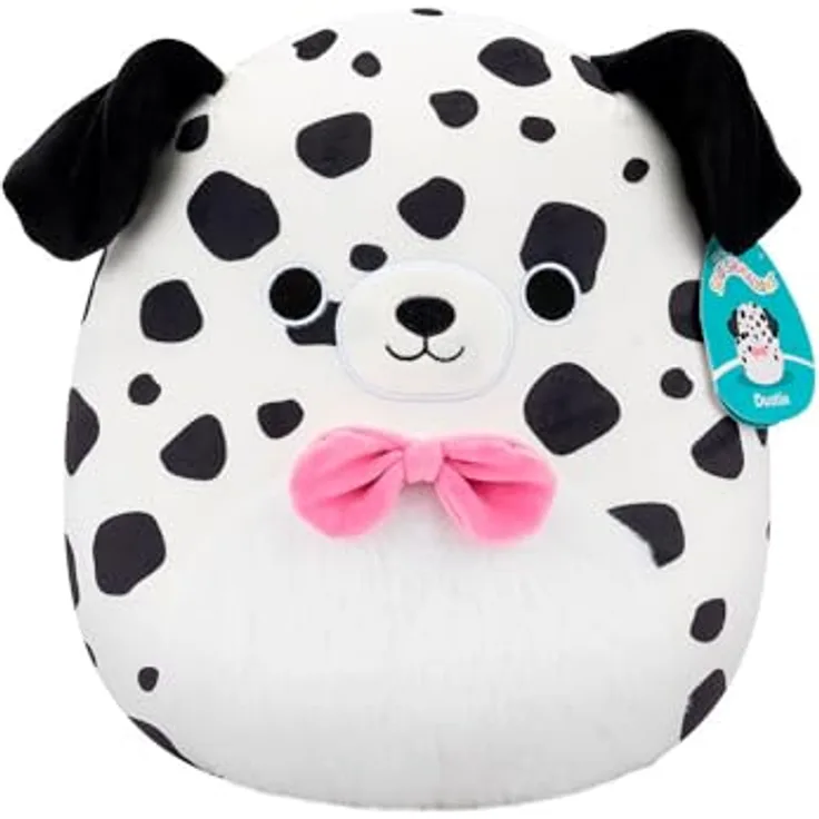 Squishmallows Original 30,5 cm Dustin, weißer Dalmatiner mit schwarzen Punkten, ultrasoftes Kuscheltier