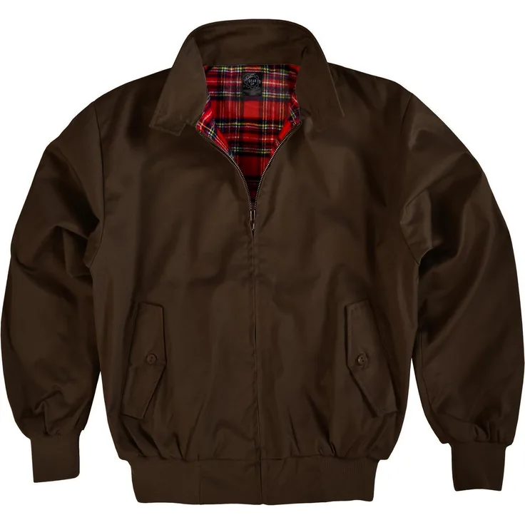 normani Blouson Herren Harrington Jacke Retro Blouson English Style mit kariertem Innenfutter Karofutter, 1970er-Jahre-Stil, windfest und wasserabweisend