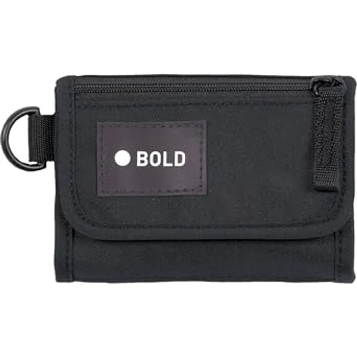 LÄSSIG BOLD Brieftasche Unisex Kinder, Schwarz - Geldbeutel aus 100% recyceltem Polyester mit Klettverschluss-Fach und transparentem Sichtfenster – Bild 1
