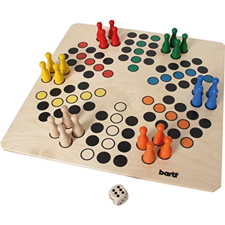 Bartl 108412 Brettspiel Ludo für 6 Personen groß aus Holz XXL Format 50cm x 50cm – Bild 4