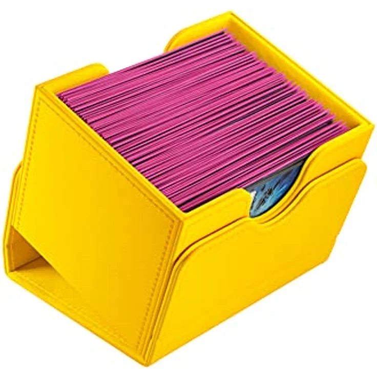 Gamegenic Sidekick 100+ XL, Sammelkartenbox in Gelb für 100 doppelt gesleevte Karten und Commander-Decks, mit abnehmbarer Abdeckung und starken Magneten – Bild 4