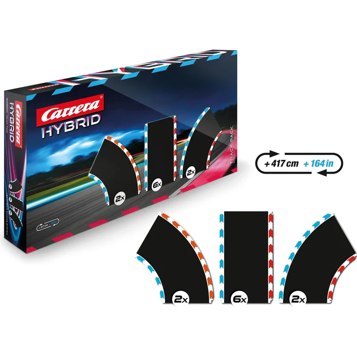 Carrera Track Pack 1, Ausbauset für Carrera Hybrid Rennbahn, 10 Streckenergänzungsteile (2x Kurve rechts, 2x Kurve links, 6x Gerade) – Bild 1