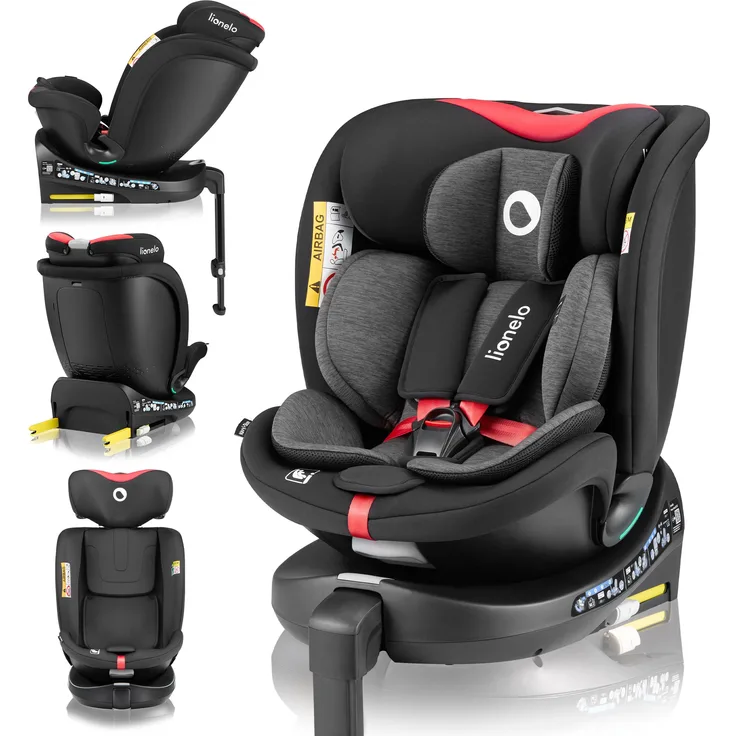 lionelo Autokindersitz NAVY I-SIZE, 360° EasyTurn-Drehbasis, 40-150 cm, ab Geburt bis 12 Jahre, belüftet