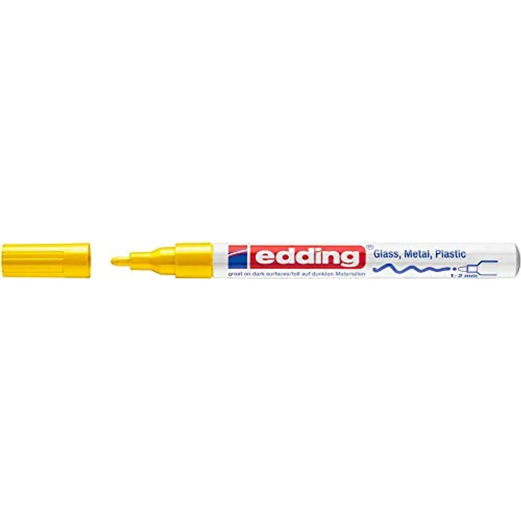 edding 751 Glanzlackmarker - gelb - 1 Lackmarker - Rundspitze 1-2 mm - Lackstift für Glas, Stein, Holz, Kunststoff und Papier - wasserfest, stark deckend – Bild 2