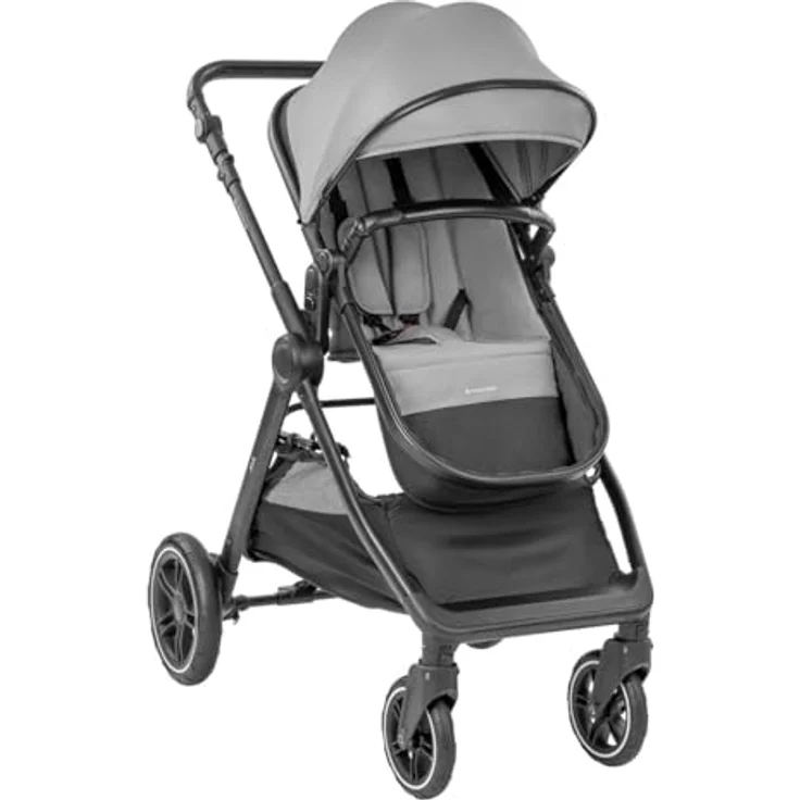 Kikka Boo Kombikinderwagen Ava 3 in 1, mit Babywanne, Babyschale, gefederten Gummirädern, Farbe: grau – Bild 3