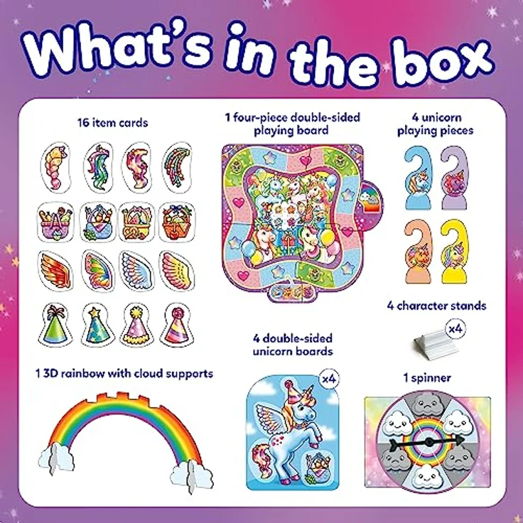 Orchard Toys Orchard Unicorn Fun Lernspiel, Brettspiel mit 3 Spielvarianten für 2-4 Spieler, altersgerecht für 4-8 Jahre – Bild 2