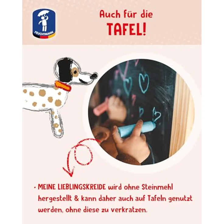 Feuchtmann MEINE LIEBLINGSKREIDE Basic Mini, 5 x 24g bunte Kreidestifte in Weiß, Gelb, Rot, Grün und Blau, für Straße und Tafel ohne zu verkratzen – Bild 3