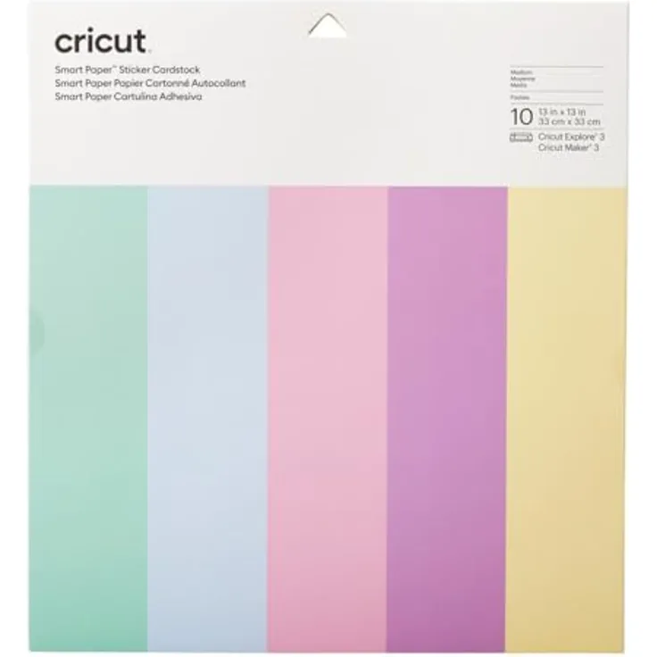 Cricut 2008320 Smart Paper Sticker Cardstock | 10 sheets | 33cm x 33cm | Pastels, Papier, 33 x 33 cm