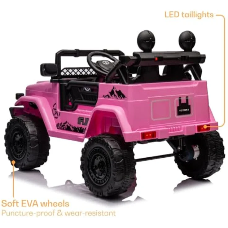 Toyota FJ Cruiser Elektrofahrzeug 12V, Kinderelektroauto mit Fernbedienung, für 1 bis 6 Jahre, rosa, MP3-Player, Sicherheitsgurt, 2 Motoren, max. 90 Minuten Fahrzeit – Bild 5