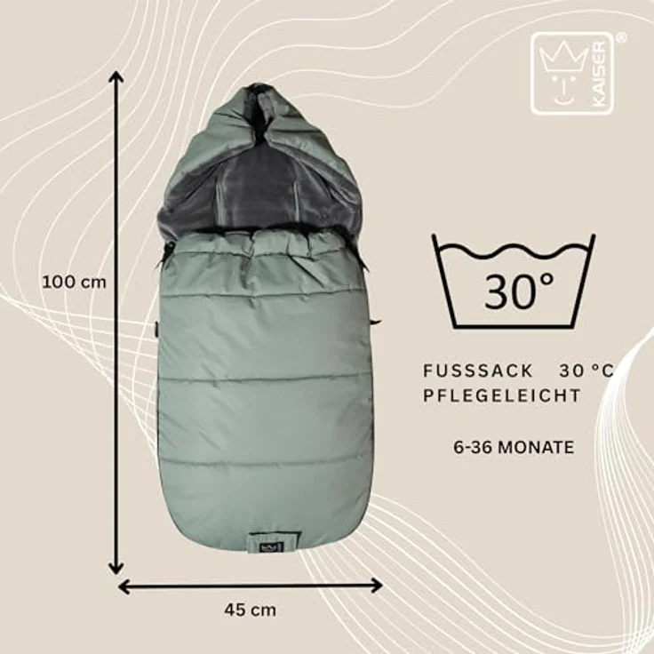 Kaiser Fußsack Akiko Thermo, Kinderwagenfußsack 100 x 45 cm, universal passend für alle Gurtsysteme, pflegeleicht bei 30 Grad – Bild 2