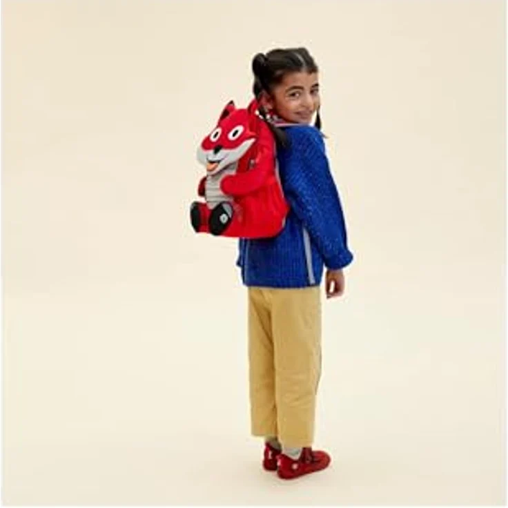 Affenzahn Grosser Freund Kindergartenrucksack 31 cm, rot, mit Trinkflaschenfach und Grünen Knopf – Bild 7