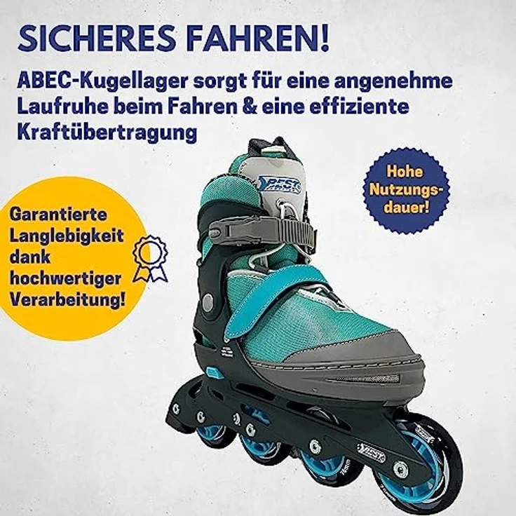 Best Sporting Inliner für Kinder 5-Fach größenverstellbar in blau I Inline Skates Kinder I robuste und hochwertige Kinder Inliner mit Bremse I Inliner Damen – Bild 4
