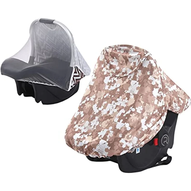 2 in1 Universal Sonnenverdeck für Babyschale Sonnendach mit Insektenschutz UPF 50+ UV Schutz Verdeck Sonnenverdeck für Maxi Cosi Cabrio/CabrioFix/Pebble/Citi Sonnenschutz Sonnendach – Bild 2