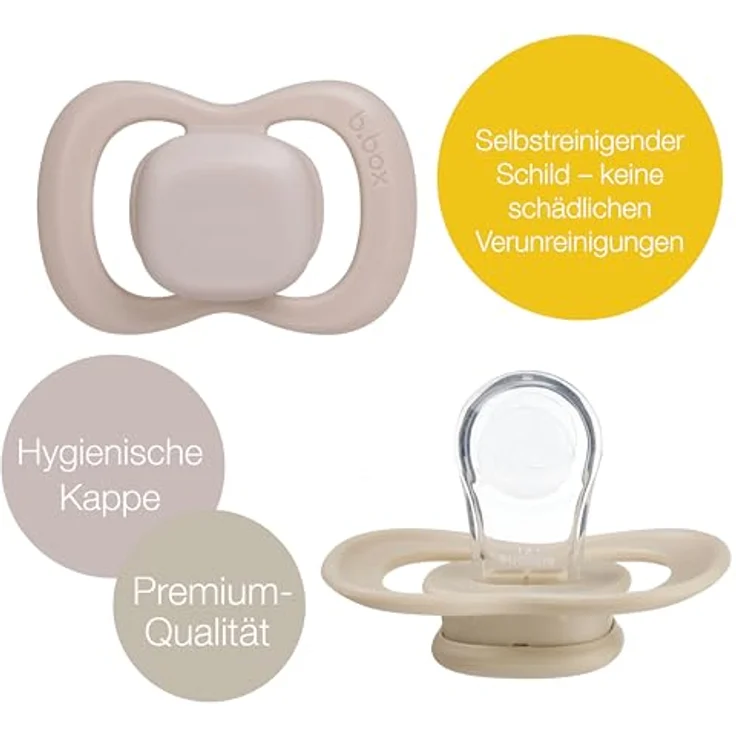 B.Box Silicone 6m+ Schnuller, Set mit 2 Beruhigungssaugern in Blush/Latte, kieferorthopädische Form, symmetrisch und atmungsaktiv – Bild 2