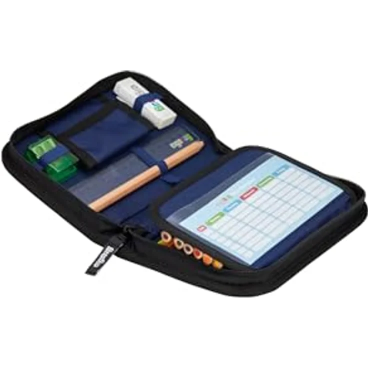 ergobag Federmäppchen Set 22-teilig, Lyra Buntstifte, Stundenplan-Fach, Kleingeld Fach, Lineal Super ReflektBär - Schwarz – Bild 3