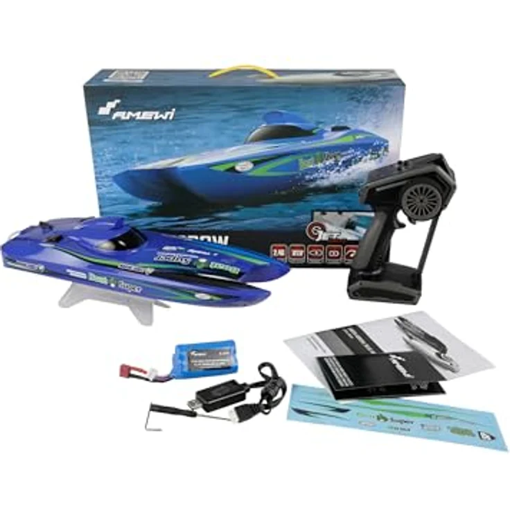 Amewi RC-Boot Katamaran brushless Jetantrieb 400mm RTR, 30 km/h, Offshore-Rennboot in auffälligem Design – Bild 2