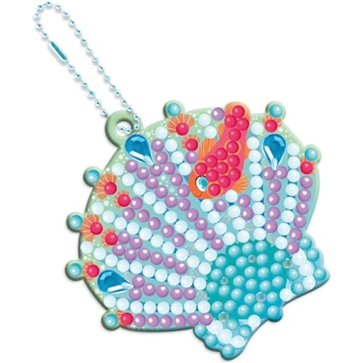 Janod Kreativset Schlüsselanhänger mit Diamantmalerei, 3 Meeres-Motive, inkl. 700 Mini-Strasssteinen und Zubehör für Kinder ab 7 Jahren – Bild 7