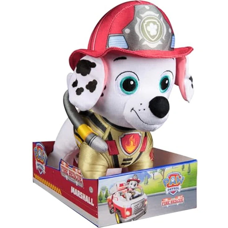 Spin Master PAW Patrol Fire Rescue Marshall, Plüschfigur 25 cm mit Feuerwehruniform und Zubehör – Bild 1