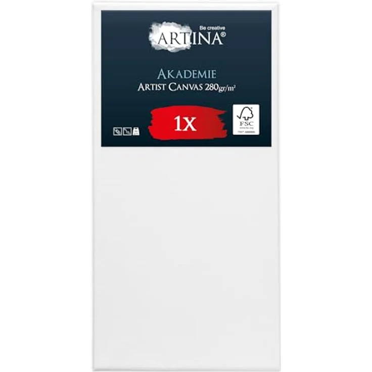 Artina FSC® Keilrahmen Leinwand 60x120 cm, bespannt mit 100% Baumwolle, für Acryl- und Ölfarben, weiß, 280 g/m² – Bild 1