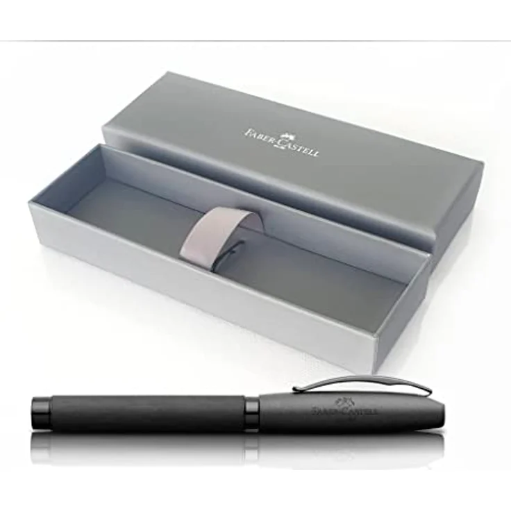 Faber-Castell Füllhalter Essentio Aluminium F, Edelstahlfeder, Tintenpatrone schwarz, schwarzer Schaft – Bild 2