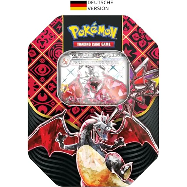 Pokémon-Sammelkartenspiel: Tin-Box Karmesin & Purpur – Paldeas Schicksale – Schillerndes Glurak-ex (1 holografische Promokarte & 4 Boosterpacks) – Bild 1
