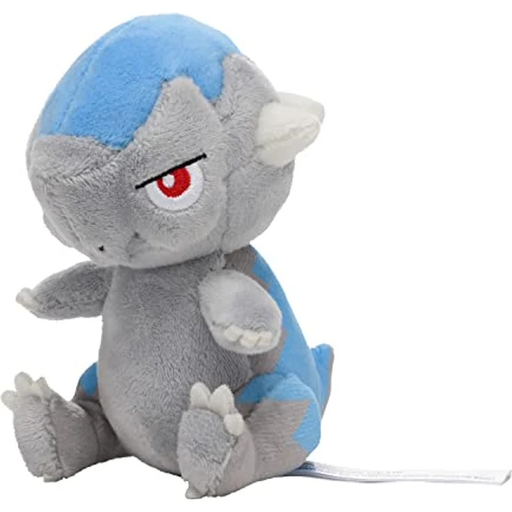 Tinisu Pokemon Koknodon Kuscheltier - 13 cm Plüschtier Cranidos, mit Mikroperlen beschwert, handtellergroß, Teil der Sitting Cuties-Kollektion, Pokemon Center Original, in Sinnoh entdeckt, Fels-Typ, grau – Bild 1