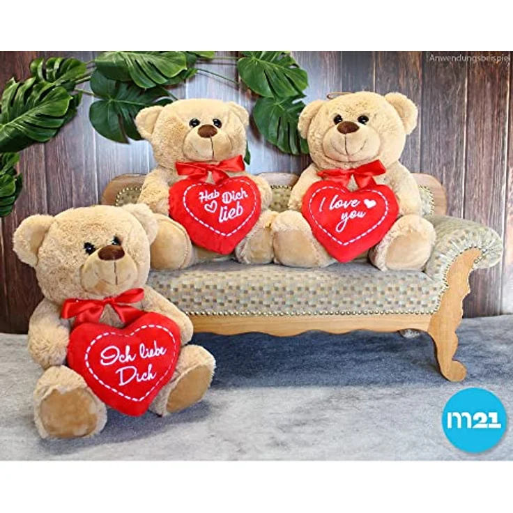 matches21 HOME & HOBBY Teddybär mit Herz Hab Dich lieb braun 25 cm – Bild 5