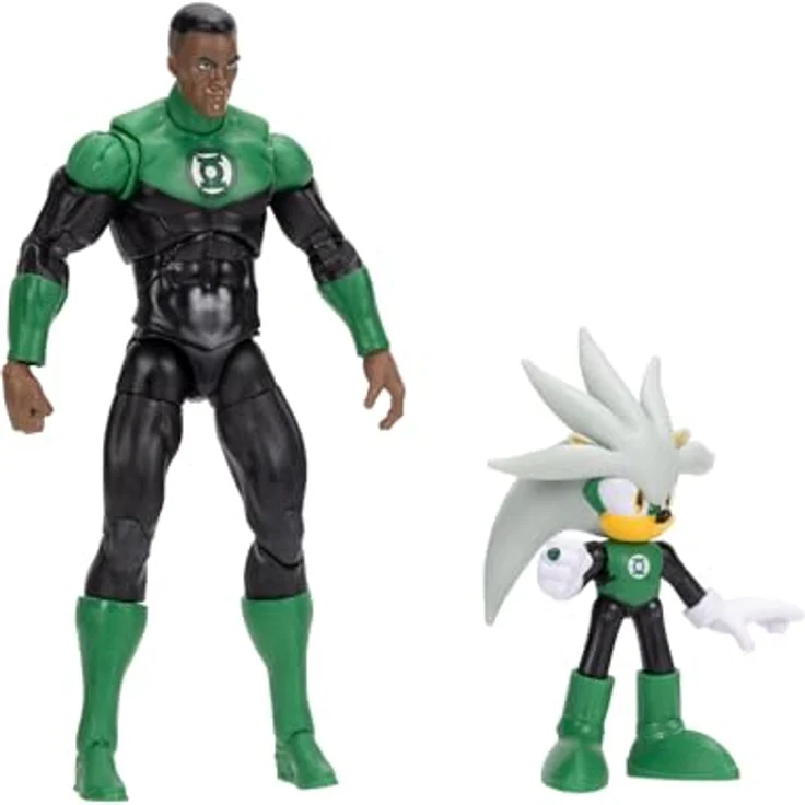 Sonic The Hedgehog DC x Sonic Silver als Green Lantern und Classic Green Lantern Actionfigur Multipack, Jakks Pacific, 6cm und 13cm, hochbeweglich mit detaillierter Sammlerverpackung – Bild 4
