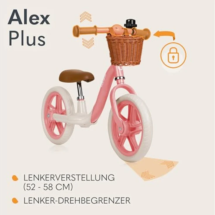 Lionelo Alex Plus Kinderlaufrad bis 30 kg, Eva-Schaumstoffräder 30,5 cm, Verstellbarer Sitz und Lenker, Leicht 3,4 kg - Laufrad für Kinder ab 3 Jahren – Bild 4