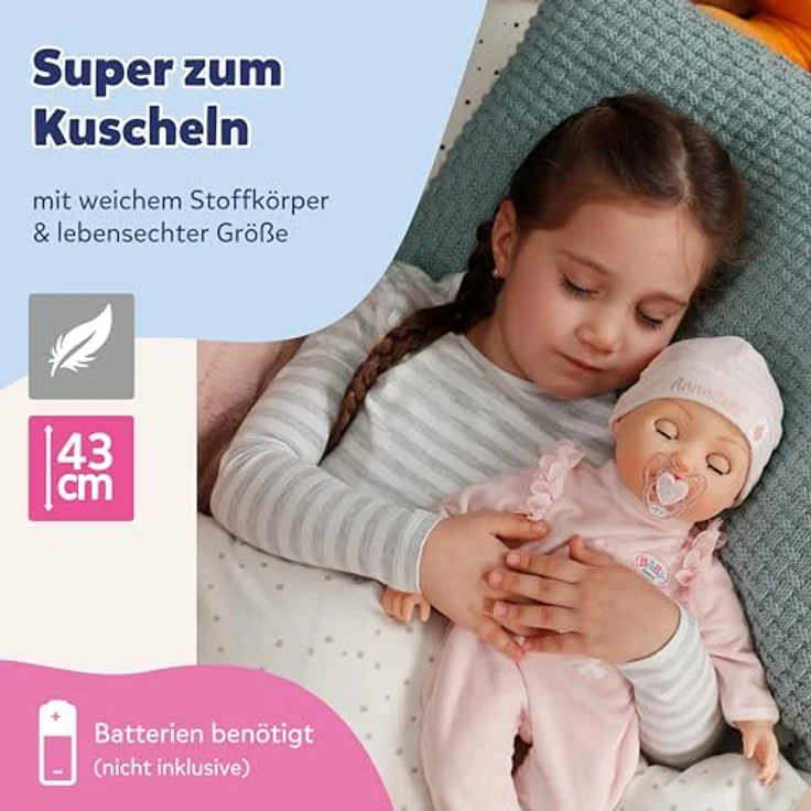 Baby Born Babypuppe Annabell 43 cm, interaktive Puppe mit süßen Geräuschen und Bewegungen, inklusive Fläschchen und Schnuller – Bild 8