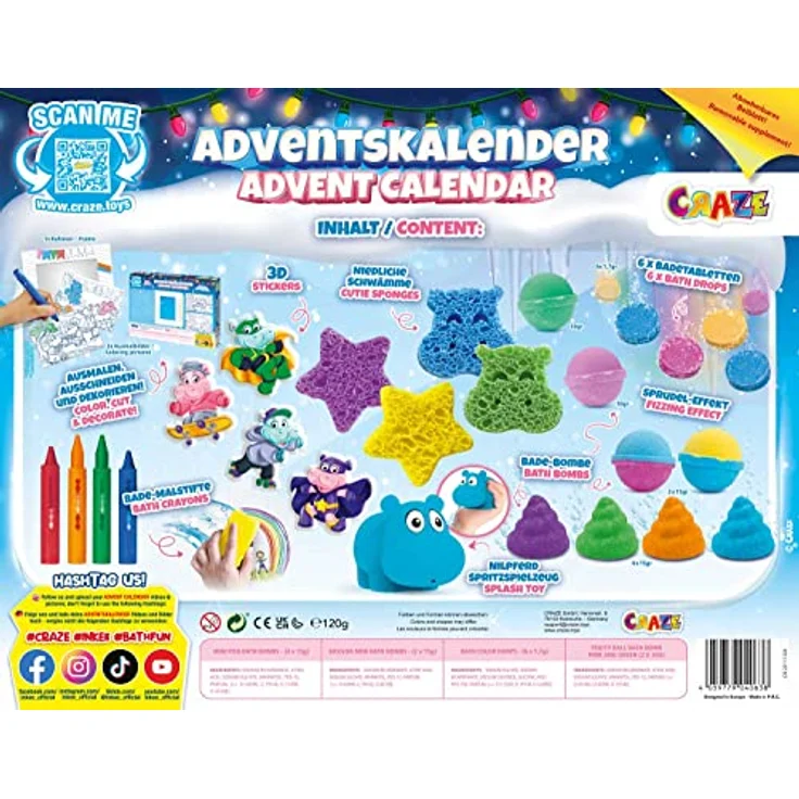 CRAZE INKEE Badespaß Adventskalender Kinder - Weihnachtskalender mit Badekugel Badekosmetik kreativer Spielzeug Kalender für Kinder - 43158 – Bild 2