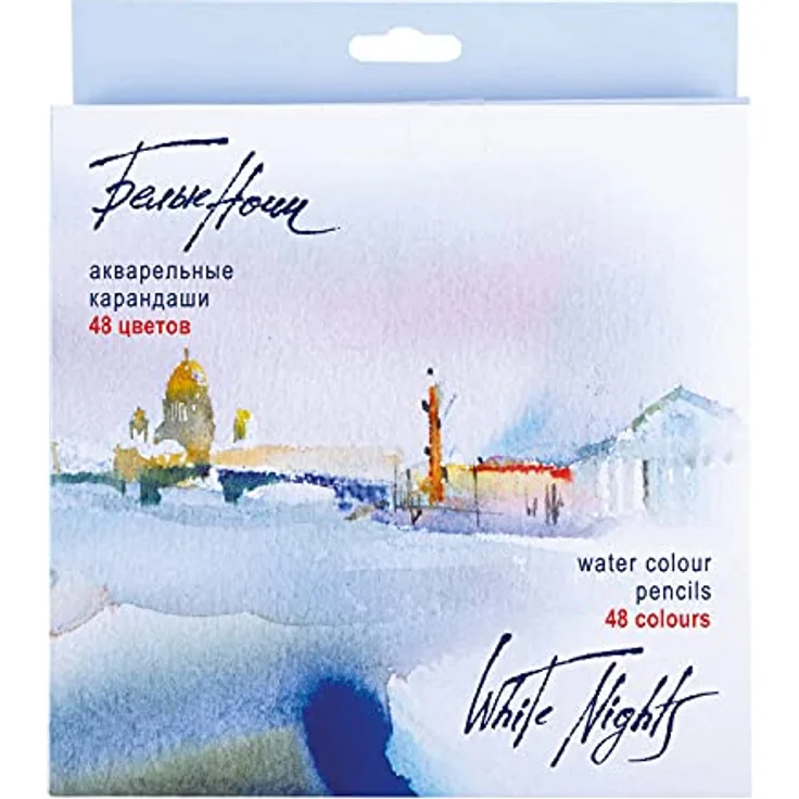 Honsell 80131 - White Nights Aquarellstifte 48er Set im Kartonetui, holzgefasste Stifte mit hoher Farbbrillanz, weicher Farbabstrich, wasservermalbar