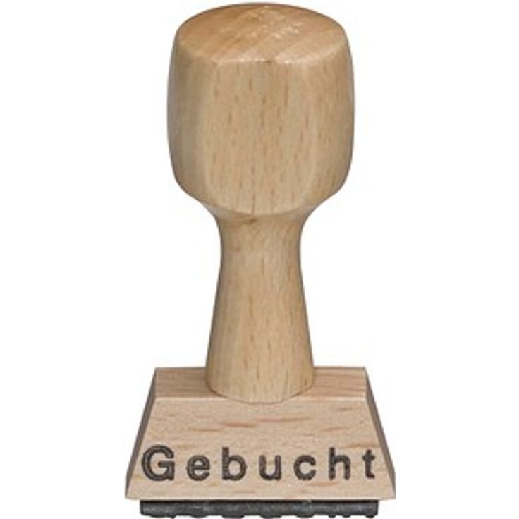 Neutral Textstempel "Gebucht" ohne Logo, Holzgehäuse mit großzügigem Abdruckmaß 3,3 cm x 0,7 cm, Made in Germany