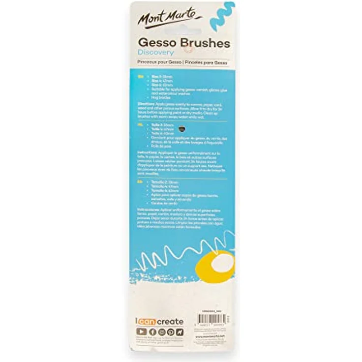 Mont Marte Pinselset für Gesso, 3 Flachpinsel in den Größen 2, 4 und 6, ideal für Gesso, Acrylfarben, Ölfarben und Aquarellfarben – Bild 2