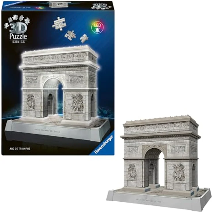 Ravensburger 3D Puzzle Iconics: Triumphbogen Paris - mit LED Beleuchtung und 3 Beleuchtungsmodi, Detailgetreue Nachbildung, 216 Teile – Bild 2