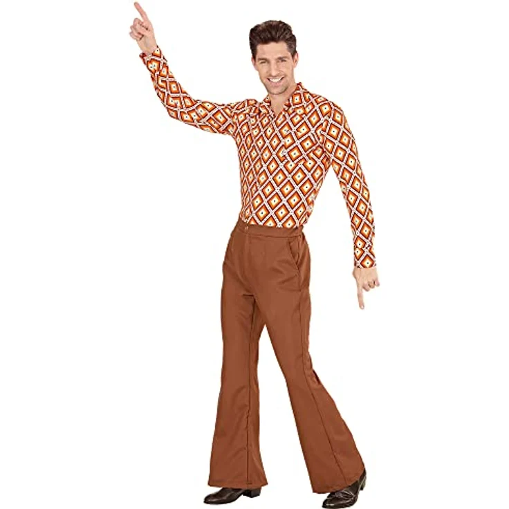 Widmann Groovy Herrenhose XL, 70er Jahre Style in braun, mit elastischem Bund und Seitentaschen – Bild 3