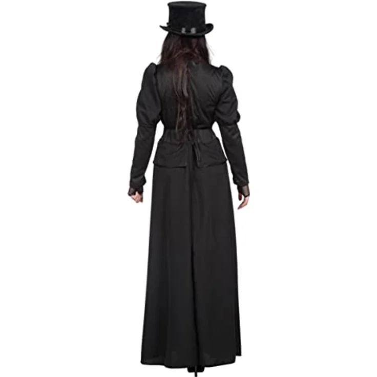 Metamorph Gothic Kleid Herrin (56), knöchellanges Kostümkleid mit Stehkragen und Messingknöpfen, 100% Polyester – Bild 7