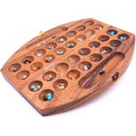 ROMBOL HUS BAO - klappbares Steinchenspiel für 2 Spieler aus edlem Samena-Holz, braun