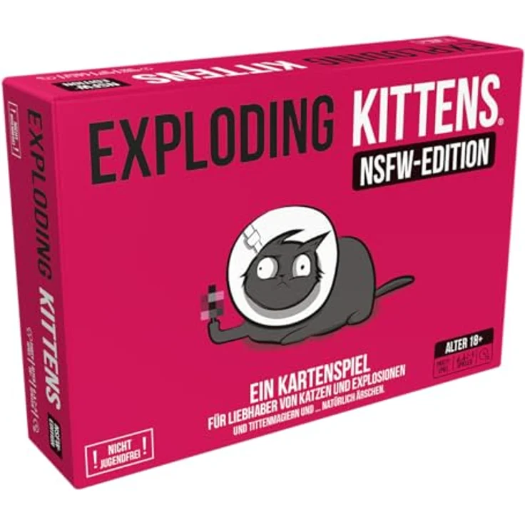 Asmodee Exploding Kittens: NSFW Edition (Auflage 2024), Kartenspiel für Partys, 2-5 Spieler, Ab 18+ Jahren, 15 Minuten, Deutsch, Mehrfarbig – Bild 1